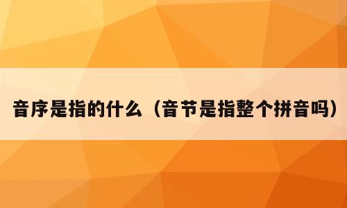 音序是指的什么（音节是指整个拼音吗）