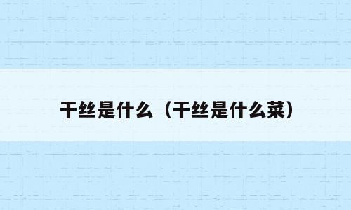 干丝是什么（干丝是什么菜）