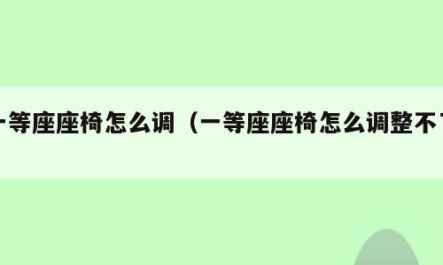 一等座座椅怎么调（一等座座椅怎么调整不了）