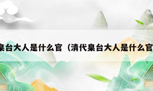 臬台大人是什么官（清代臬台大人是什么官）