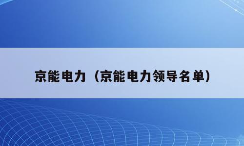 京能电力（京能电力领导名单）