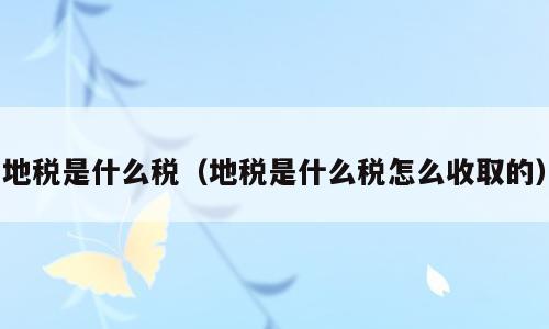 地税是什么税（地税是什么税怎么收取的）