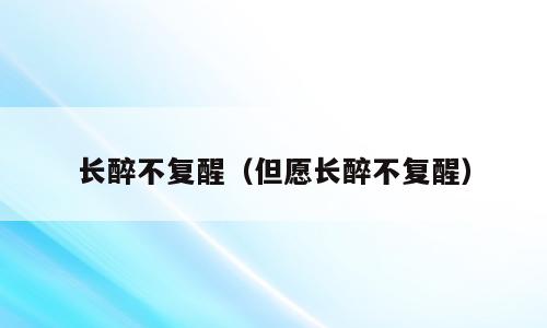长醉不复醒（但愿长醉不复醒）