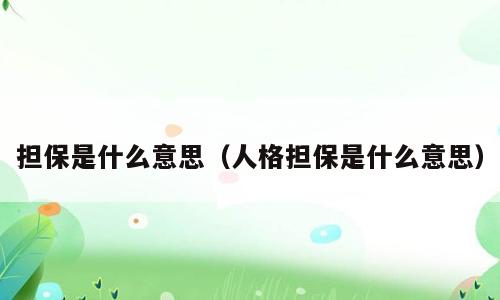 担保是什么意思（人格担保是什么意思）