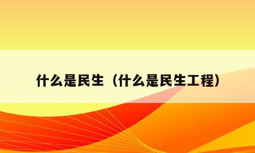 什么是民生（什么是民生工程）
