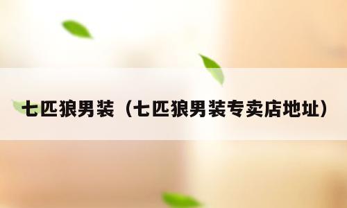 七匹狼男装（七匹狼男装专卖店地址）