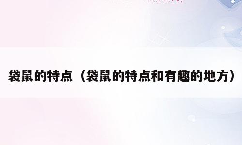袋鼠的特点（袋鼠的特点和有趣的地方）
