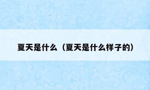 夏天是什么（夏天是什么样子的）
