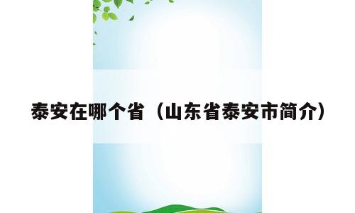 泰安在哪个省（山东省泰安市简介）