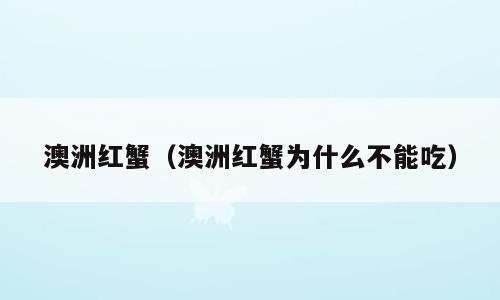 澳洲红蟹（澳洲红蟹为什么不能吃）