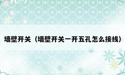 墙壁开关（墙壁开关一开五孔怎么接线）