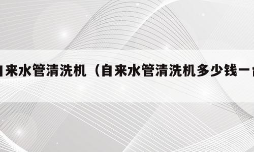 自来水管清洗机（自来水管清洗机多少钱一台）