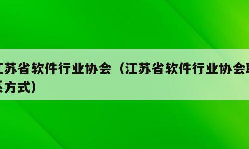 江苏省软件行业协会（江苏省软件行业协会联系方式）