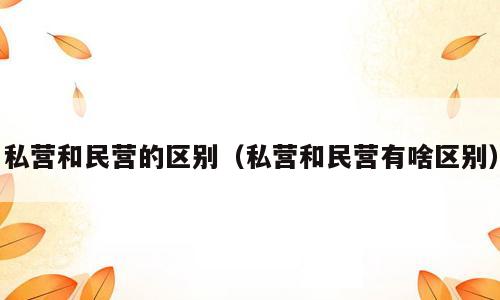 私营和民营的区别（私营和民营有啥区别）