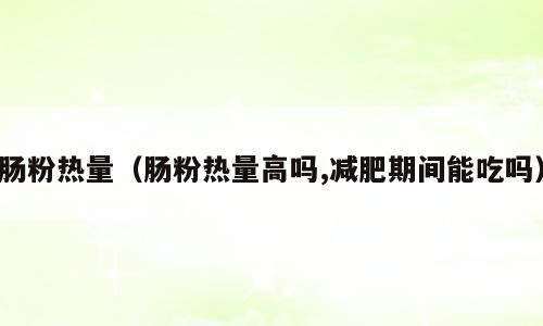 肠粉热量（肠粉热量高吗,减肥期间能吃吗）