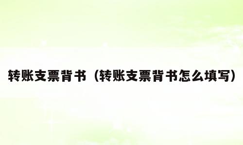 转账支票背书（转账支票背书怎么填写）