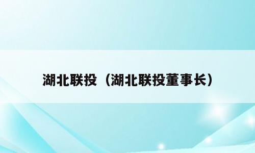 湖北联投（湖北联投董事长）