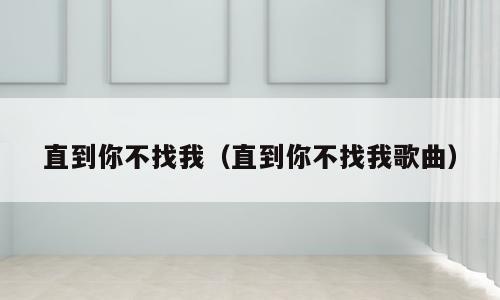 直到你不找我（直到你不找我歌曲）