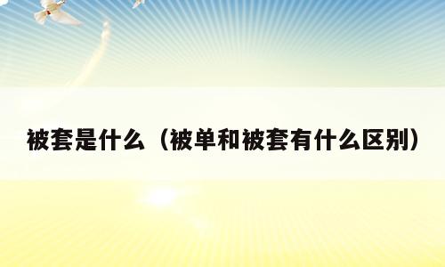 被套是什么（被单和被套有什么区别）