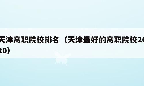 天津高职院校排名（天津最好的高职院校2020）