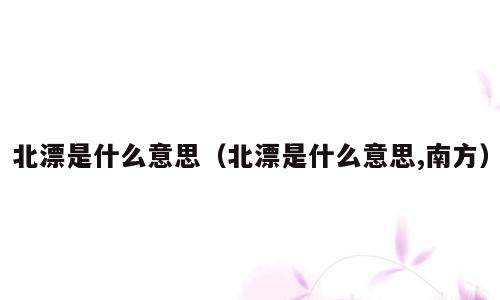 北漂是什么意思（北漂是什么意思,南方）
