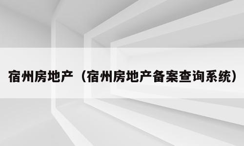 宿州房地产（宿州房地产备案查询系统）