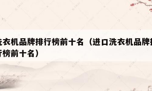 洗衣机品牌排行榜前十名（进口洗衣机品牌排行榜前十名）