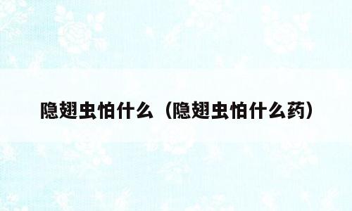 隐翅虫怕什么（隐翅虫怕什么药）