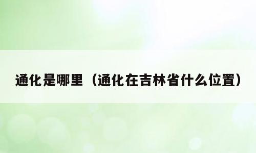 通化是哪里（通化在吉林省什么位置）
