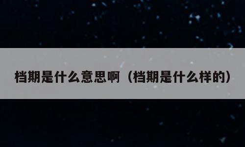 档期是什么意思啊（档期是什么样的）