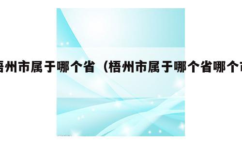 梧州市属于哪个省（梧州市属于哪个省哪个市）