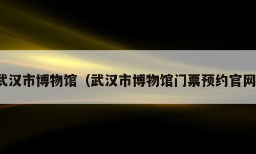 武汉市博物馆（武汉市博物馆门票预约官网）