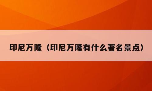 印尼万隆（印尼万隆有什么著名景点）