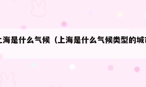 上海是什么气候（上海是什么气候类型的城市）