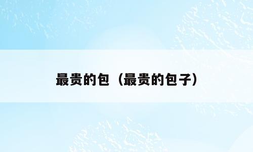 最贵的包（最贵的包子）