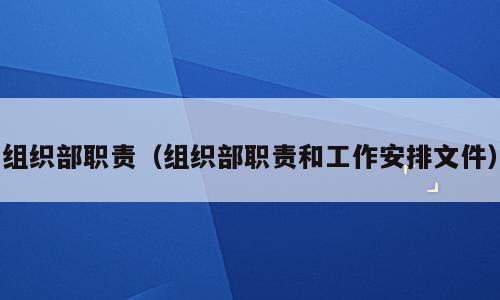 组织部职责（组织部职责和工作安排文件）
