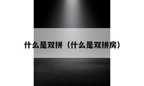 什么是双拼（什么是双拼房）