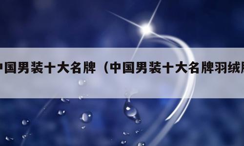 中国男装十大名牌（中国男装十大名牌羽绒服）