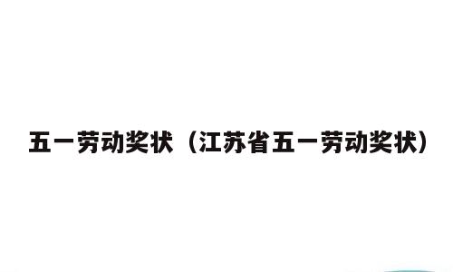 五一劳动奖状（江苏省五一劳动奖状）