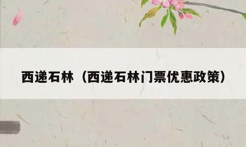 西递石林（西递石林门票优惠政策）