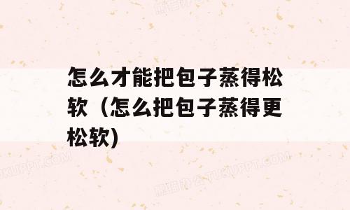怎么才能把包子蒸得松软（怎么把包子蒸得更松软)