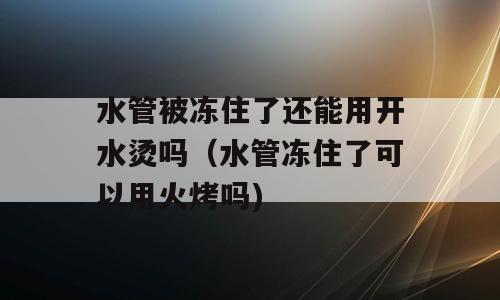 水管被冻住了还能用开水烫吗（水管冻住了可以用火烤吗)