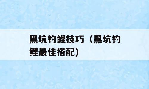 黑坑钓鲤技巧（黑坑钓鲤最佳搭配)