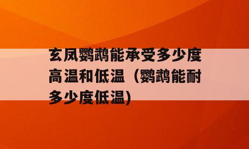 玄凤鹦鹉能承受多少度高温和低温（鹦鹉能耐多少度低温)