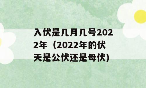 入伏是几月几号2022年（2022年的伏天是公伏还是母伏)