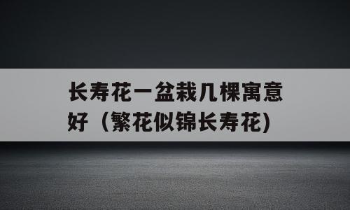 长寿花一盆栽几棵寓意好（繁花似锦长寿花)