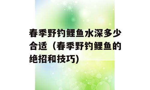 春季野钓鲤鱼水深多少合适（春季野钓鲤鱼的绝招和技巧)