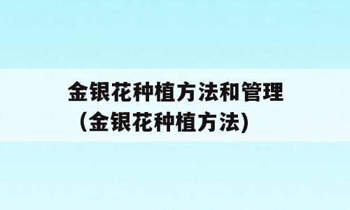 金银花种植方法和管理（金银花种植方法)