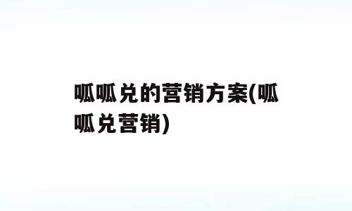呱呱兑的营销方案(呱呱兑营销)