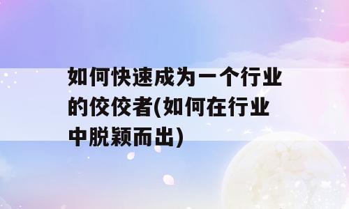 如何快速成为一个行业的佼佼者(如何在行业中脱颖而出)